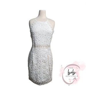 NWT Charlotte Russe Sheath Lace Crochet Eyelet Dress White M